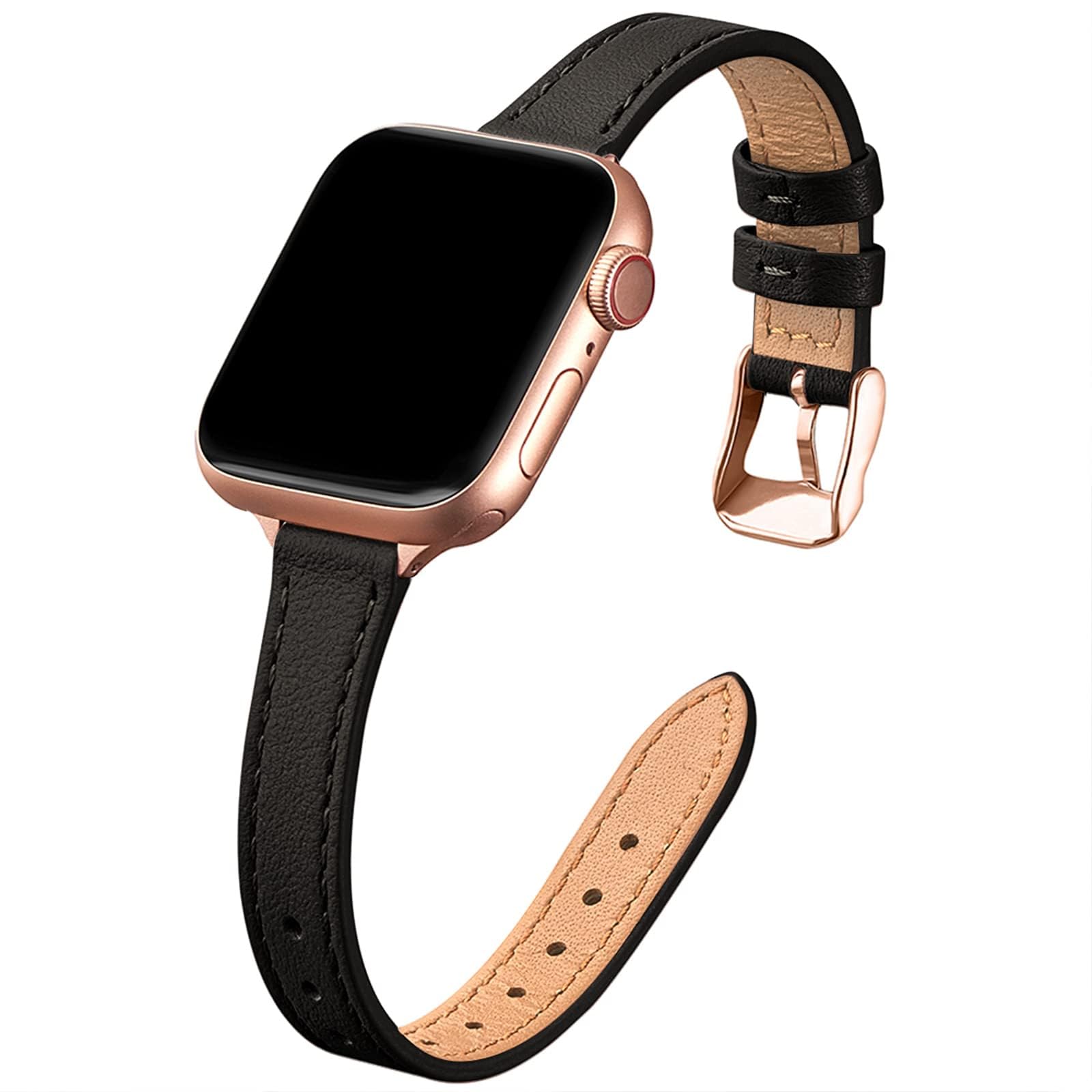 STIROLL Slim Leather Band Compatible with Apple Watch Bands for Women | Genuine 