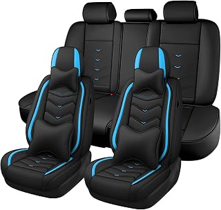 Car Seat Cover for Toyota Tacoma 2000-2026, Seat Cover Full Set,Non-Slip Waterproof seat Cover,Wear-Resistant Nappa Leather car seat Covers. (Luxury 5 Seats/Black Blue)