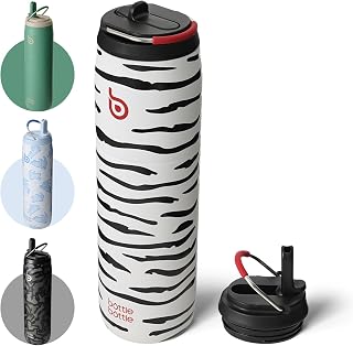 BOTTLE BOTTLE 32oz / 946ml Stainless Steel Insulated Water Bottle with Straw Handle for Sports Travel Gym Double Wall Leak Proof BPA Free (Zebra Stripes)