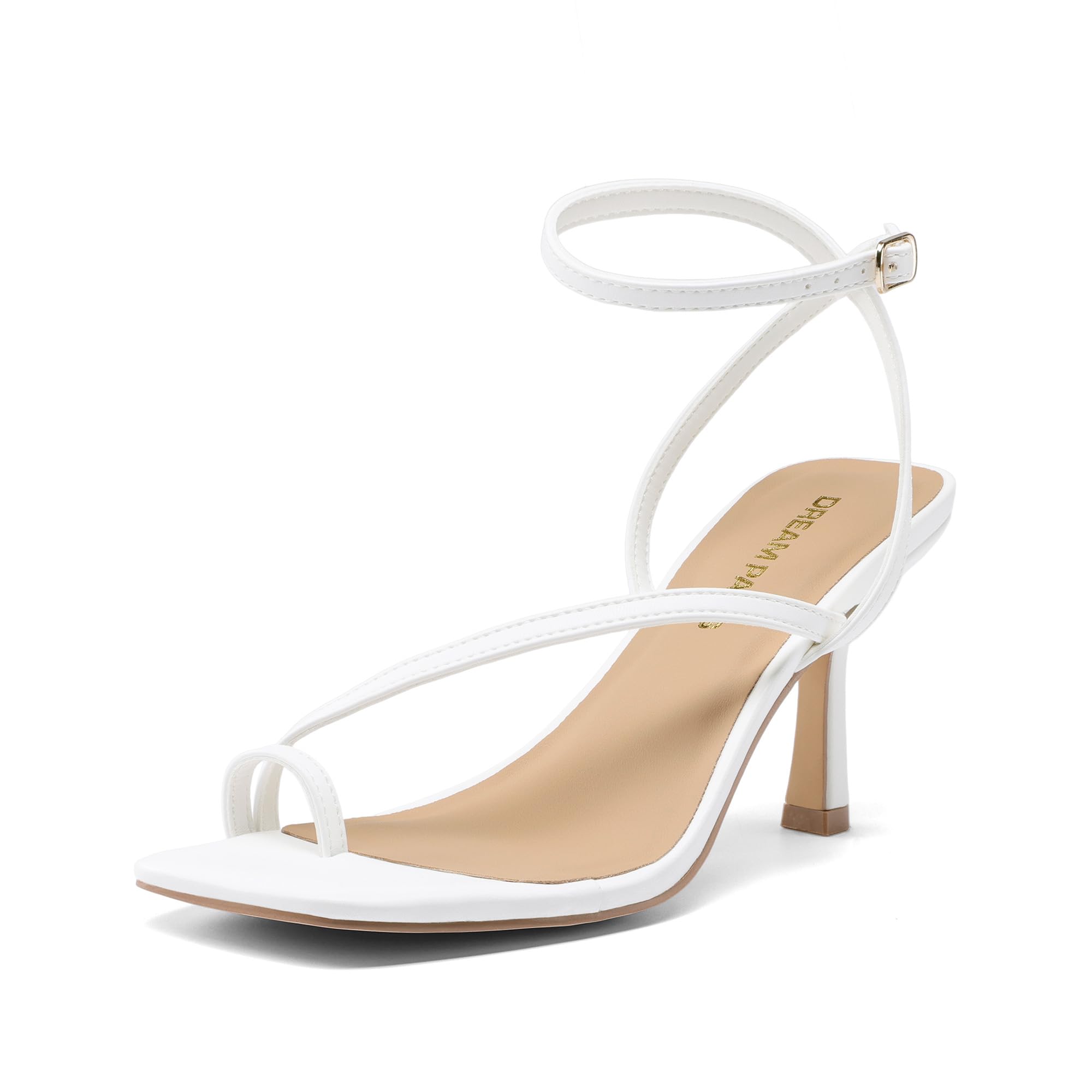 DREAM PAIRS Sandalias de tacón bajo para mujer, con puntera cuadrada, ajustables