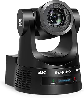 FoMaKo K600N 4K 60fps NDI PTZ Camera, Supports NDI HX3 4K 60fps Output, 20x Optical Zoom, Gen 3 AI Auto-Tracking, 3G-SDI/HDMI/NDI/USB/PoE, Ideal for Church Worship & Live Studio,Black