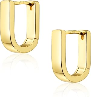 Gold Silver Hoop Earrings Women U-Shape Rhombus Wave Octagonal Hoop Earring