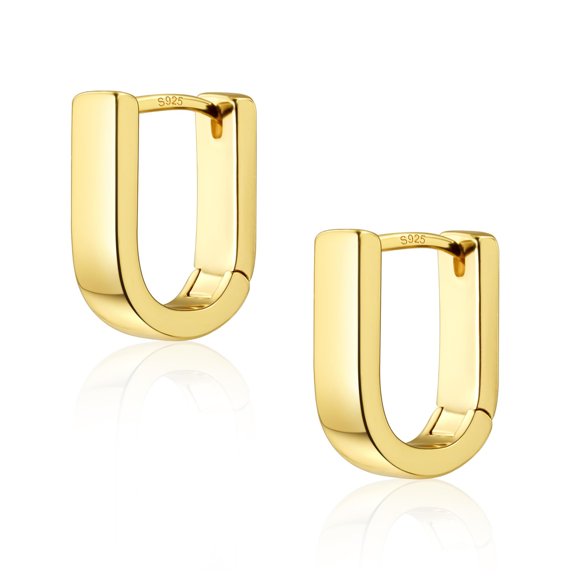 Gold Silver Hoop Earrings Women U-Shape Rhombus Wave Octagonal Hoop Earring