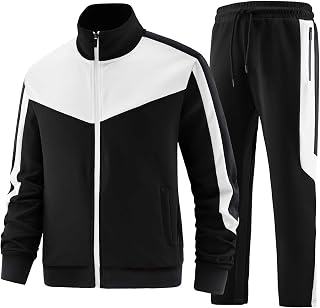 ANOTWENER Men's Training Sets Lässig Jogginganzug Zweiteiler Fitness Sportanzug Lange Ärmel Voller Zipper Hausanzug