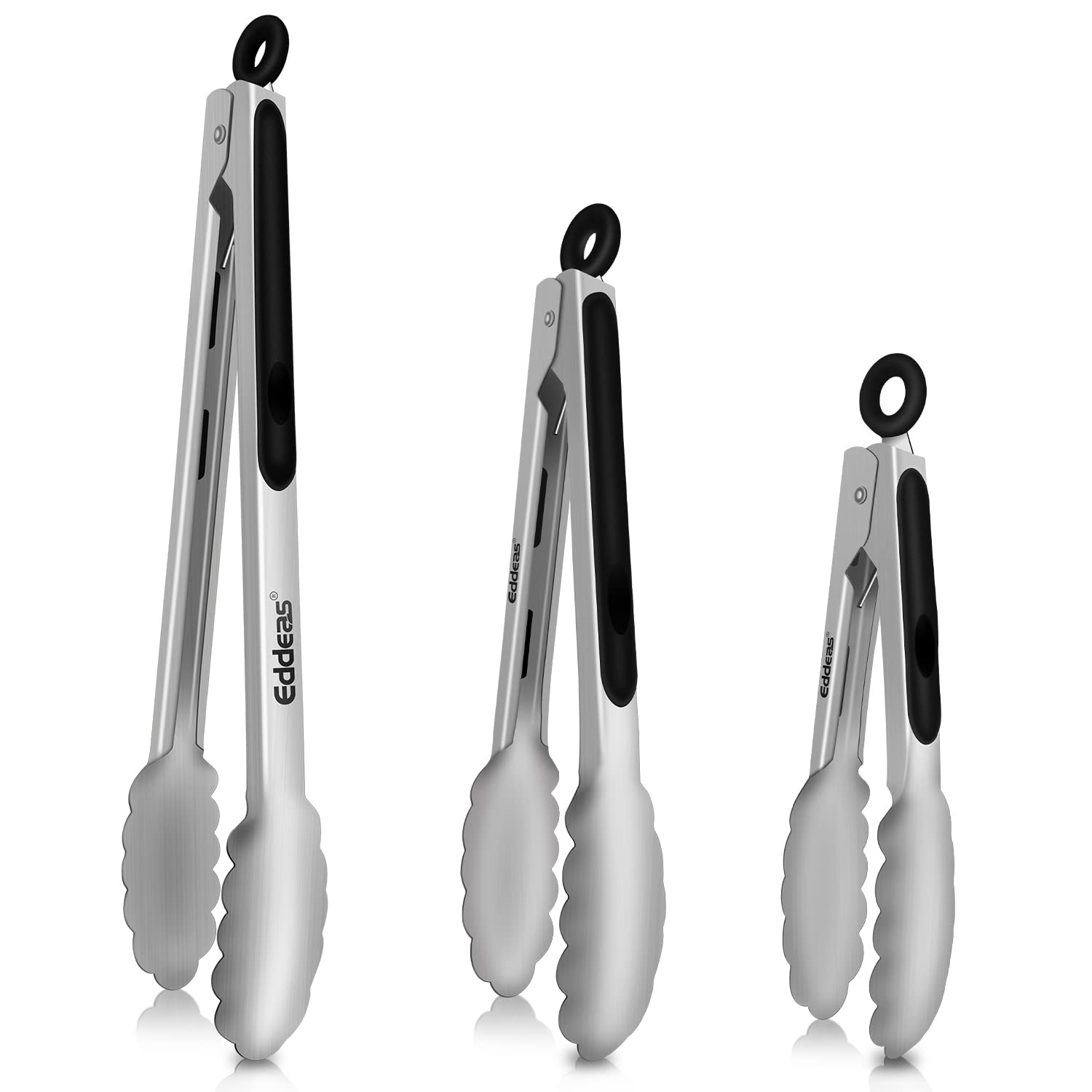 Tongs For Cooking Up to 600 °F Metal Kitchen Tongs 3PCS 7,9,12 Inch | Heat Resis