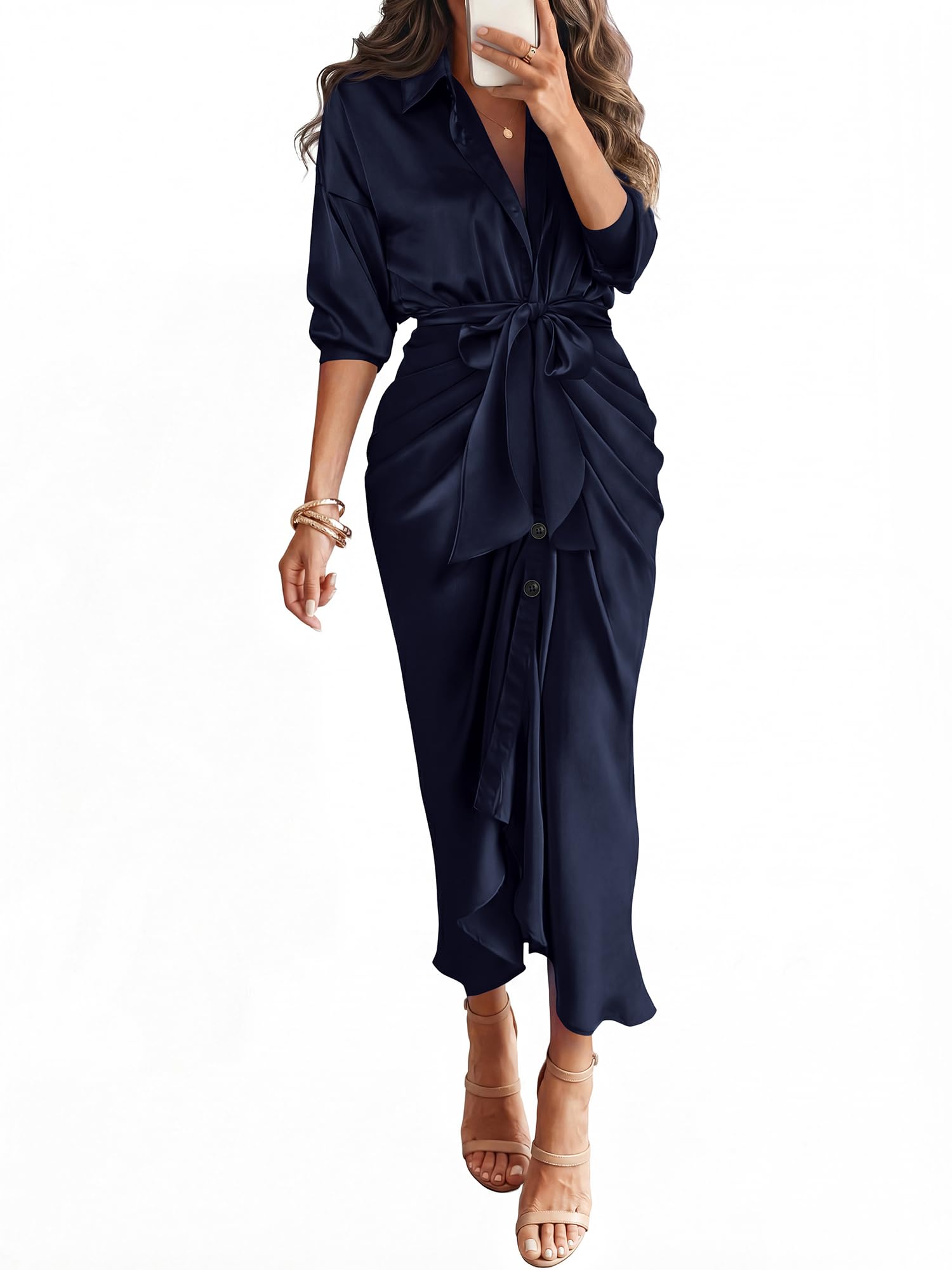 BTFBM Button Dwon Fall Dresses for Women 2026