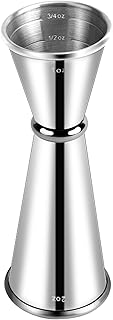 Briout Double Cocktail Jigger for Bartending, 2 OZ & 1 OZ, Rolled Edge | Premium 304 18/8 Stainless Steel, Internal Measurements, Japanese Jigger, Ideal for Bartending