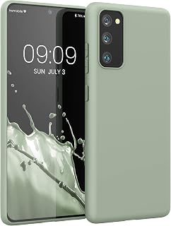 kwmobile Case for Samsung Galaxy S20 FE TPU Case - Mobile Phone Case Supports Wireless Charging, Flexible Protective Case, Rubberised Cover in Grey Green