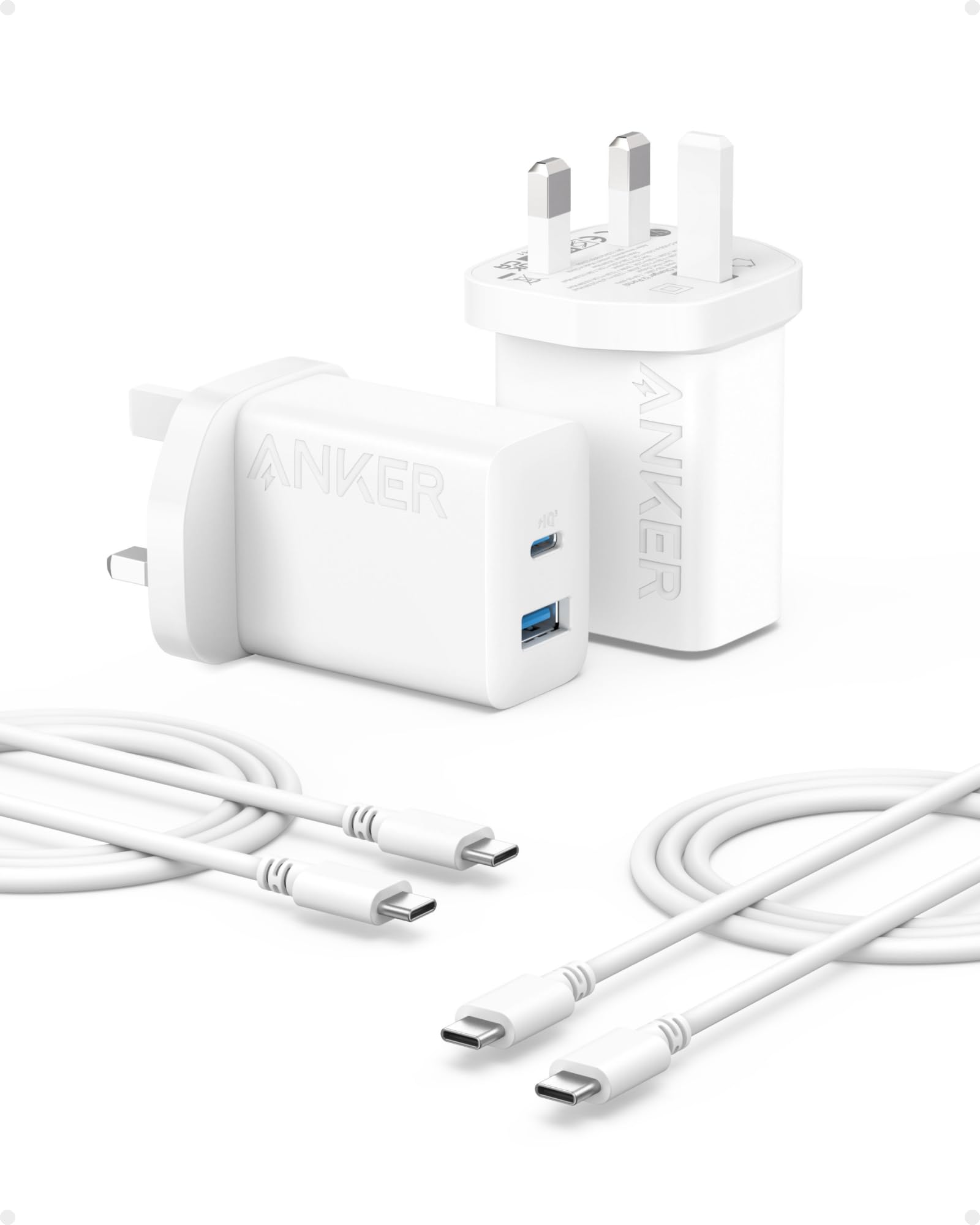 Anker 20W Dual Port USB C Plug, 2-Pack Fast Charger Plug | for iPhone 17/16/15/1