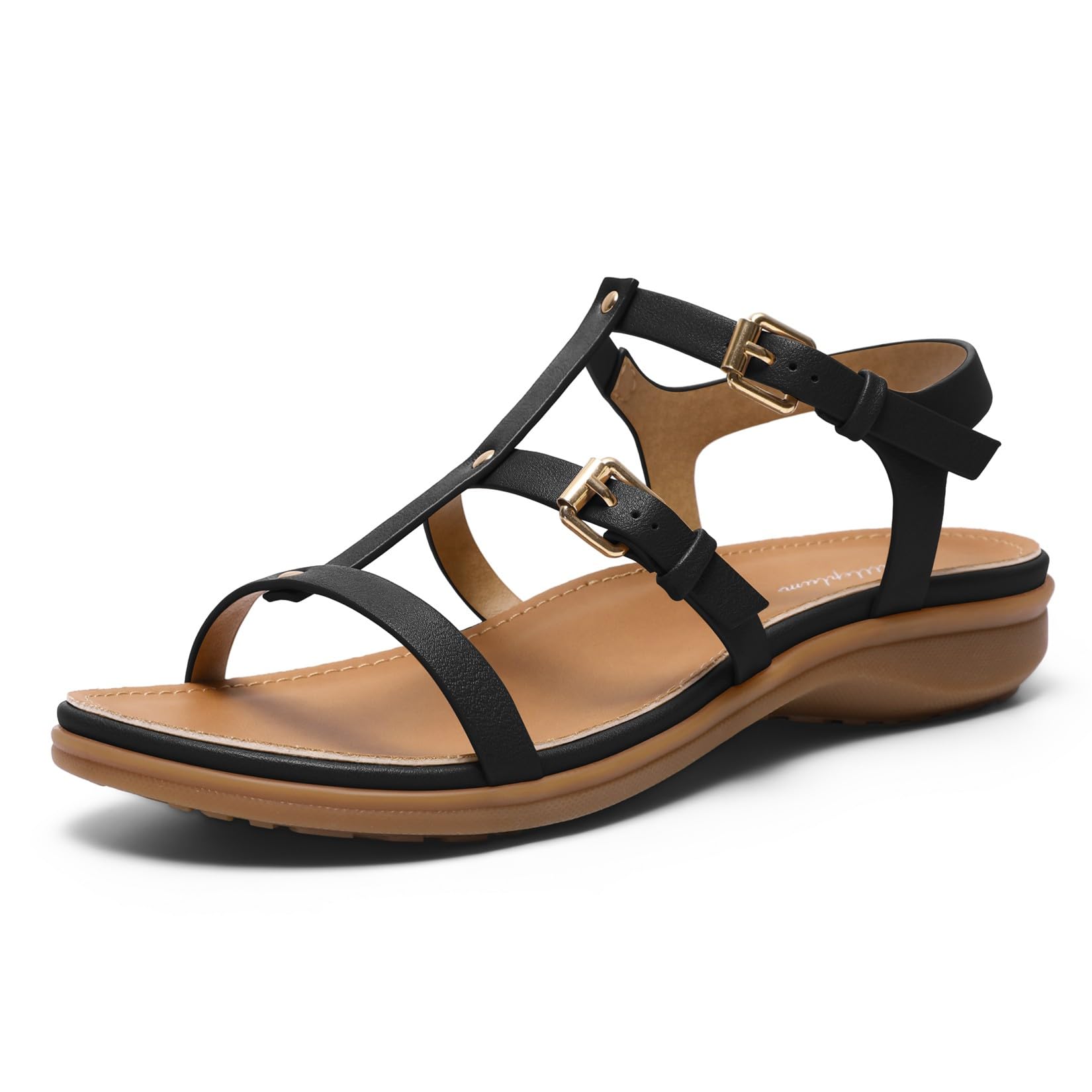 Littleplum Women's Flat Sandals Arch Support Adjustable Gladiator Sandals for Wo