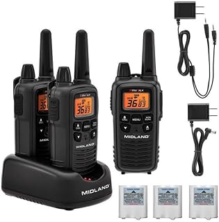 Midland LXT600VP3 Walkie Talkies - 36 Channels, 2 Pack, Black | Up to 30 Mile Range Walkie Talkie, 36 Channels, 121 Privacy Codes, NOAA Weather Scan + Alert