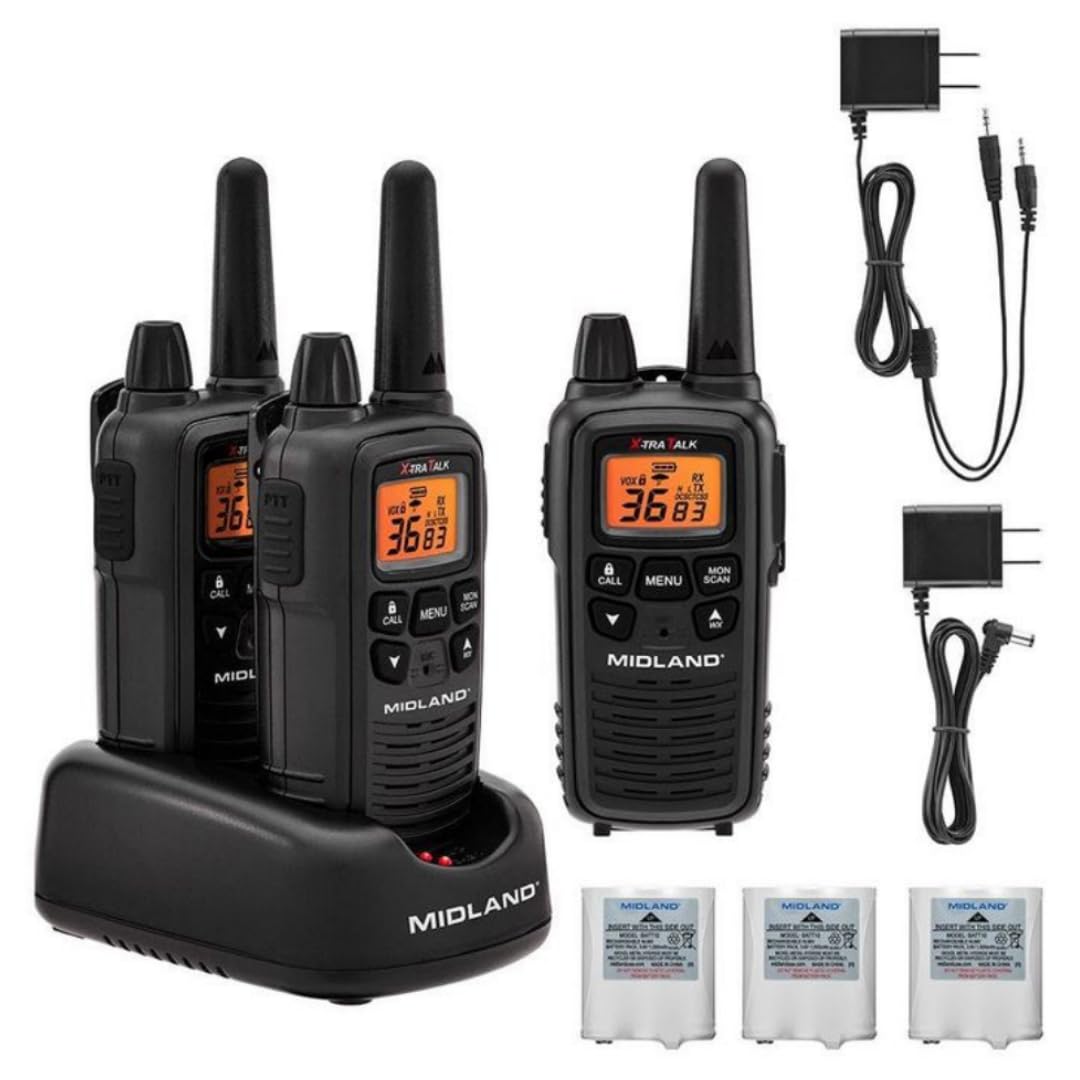 Midland LXT600VP3 Walkie Talkies - 36 Channels, 2 Pack, Black | Up to 30 Mile Ra