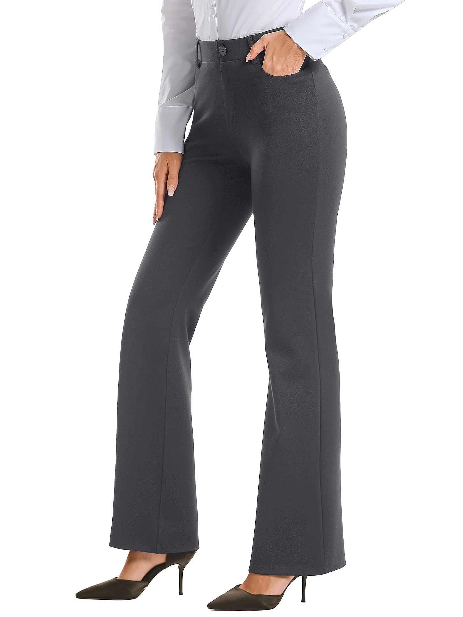 Stelle Womens Bootcut Stretch Dress Work Pants Slacks with Pockets Pull On