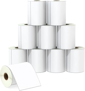 BETCKEY - 102mm x 127mm (4 in x 5 in) Perforated Thermal Labels for Large Size and Multiple Use Shipping Compatible with Zebra Printers and Other [10 Rolls/3500 Labels]