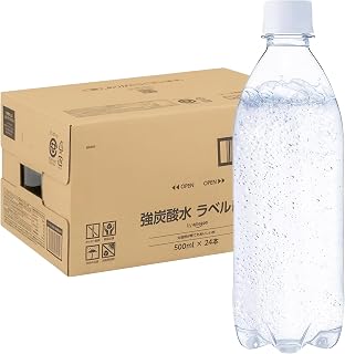 by Amazon Label-Free Sparkling Water, 16.9 fl oz (500 ml) x 24 Bottles, Strong Sparkling Water, Plastic Bottle, 16.9 fl oz (500 ml) (Smart Basic)