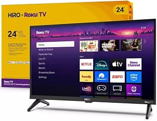 Roku Hiro 24" 720p HD Smart Flat Screen LED TV with Dolby Audio for Streaming, with Wi-Fi, Bluetooth, 60Hz, 3X HDMI Ports - H24C2C4 (Renewed)