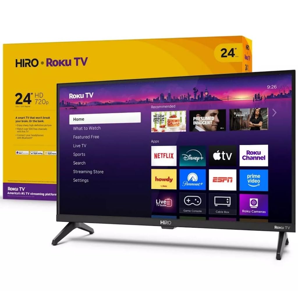 Roku Hiro 24" 720p HD Smart Flat Screen LED TV with Dolby Audio for Streaming, w