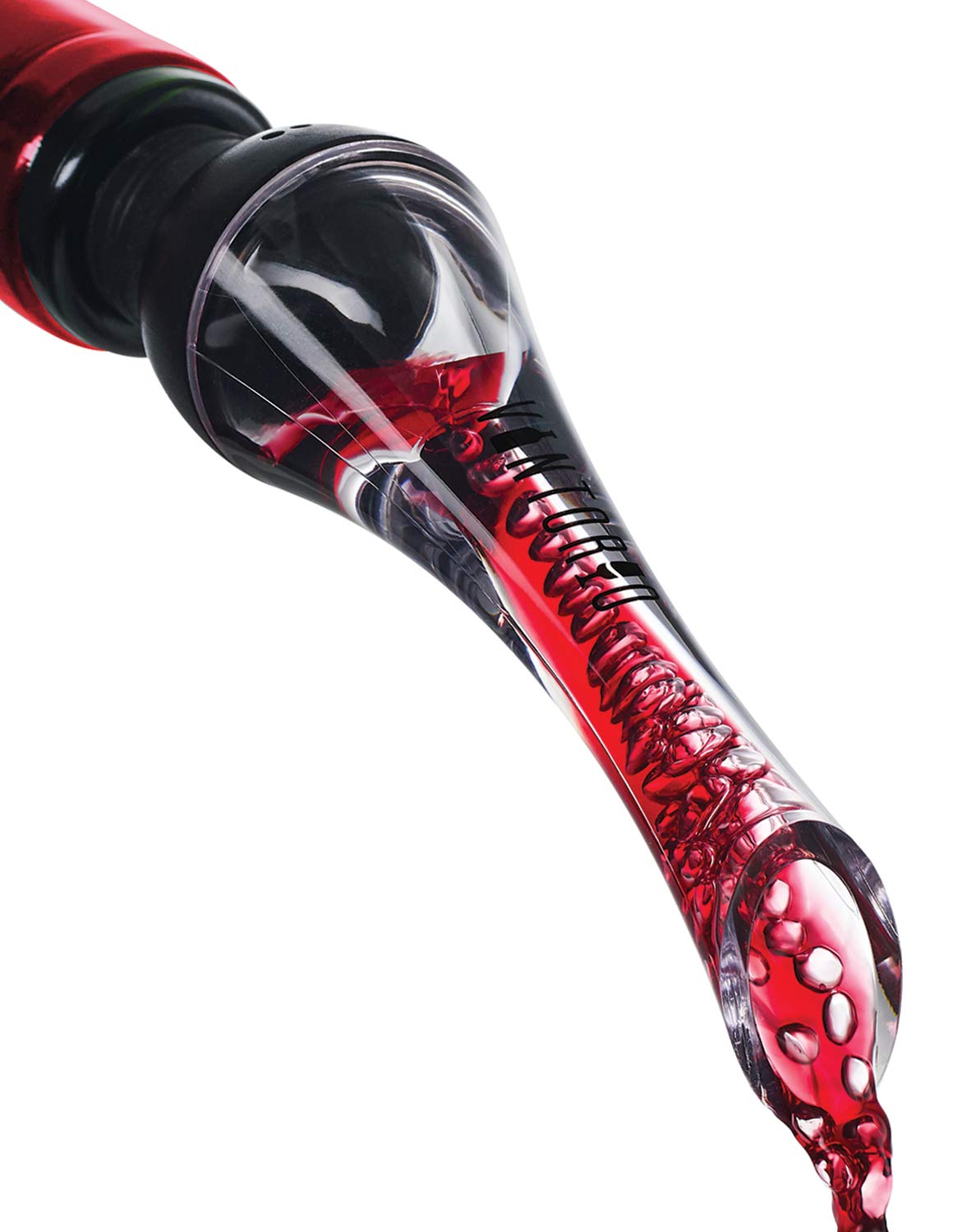 Vintorio Wine Aerator Pourer - Premium Aerating Pourer and Decanter Spout (Black
