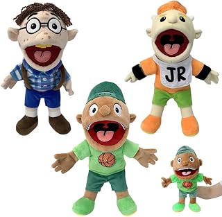 Dhqkqg 3 Pcs Jeffy Puppet Plush Toy Doll, 40cm Jeffy Hand Puppet for Play House, Mischievous Funny Puppets Toy with Working Mouth, Sml Puppets Soft Plush Toy for Party Role-Playing