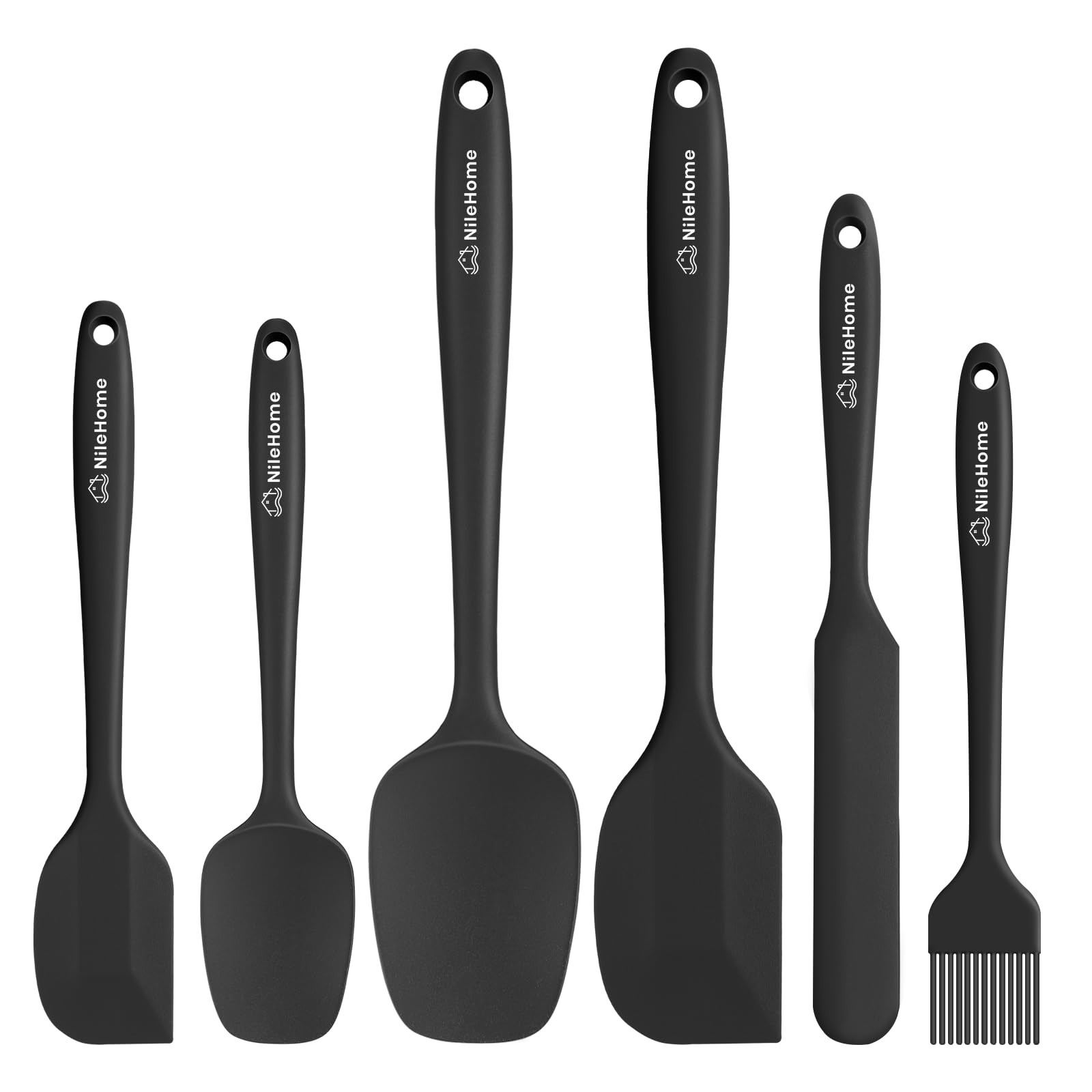 NileHome Silicone Spatula Set 6 Pieces Food Grade Kitchen Utensils with Silicone