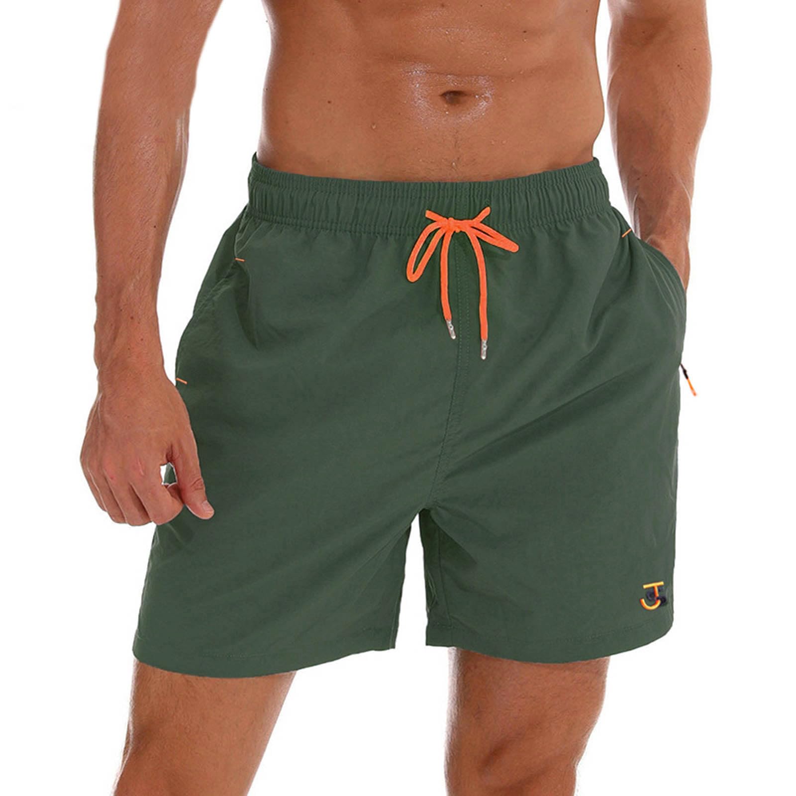 JustSun Men's Swim Shorts with Zippered Pockets Waterproof Quick Dry Shorts with
