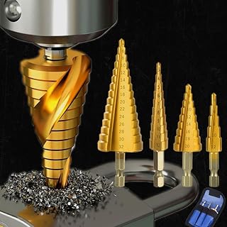 Drilling Power with This Titanium-Coated HSS Step Drill Bit Set - Perfect for Wood & Meta，Gold，4-32