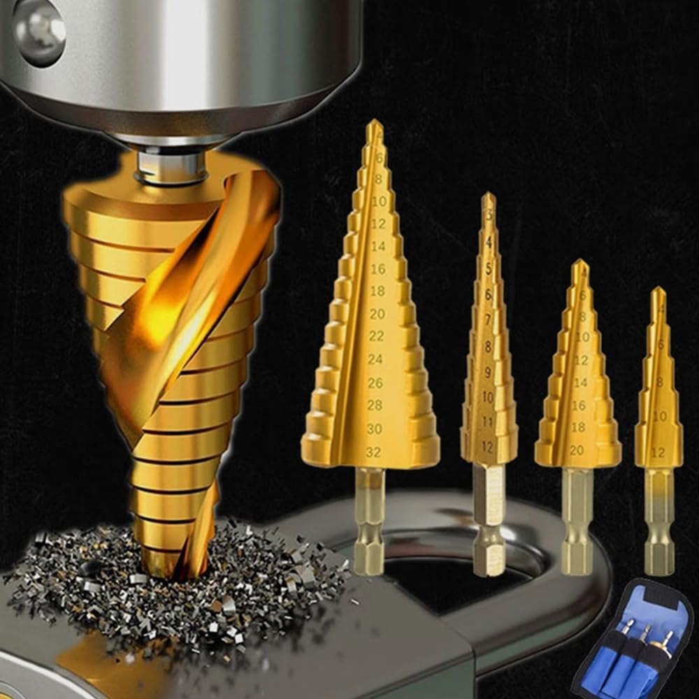 Drilling Power with This Titanium-Coated HSS Step Drill Bit Set - Perfect for Wo
