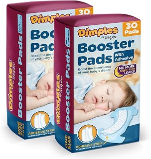 Dimples Booster Pads, Baby Diaper Doubler with Adhesive for Secure Fit |Fits All Diapers | Boosts Absorbency No More leaks (with Adhesive) 290 Count