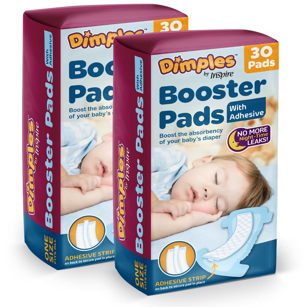 Dimples Booster Pads, Baby Diaper Doubler with Adhesive for Secure Fit |Fits All