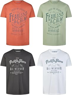 riverso RivLeon Men's Crew Neck T-Shirt Pack of 4 O-Neck Short Sleeve Print Tee Shirt 100% Cotton Regular Fit Green Blue White Grey Red Orange S M L XL 2XL 3XL 4XL 5XL
