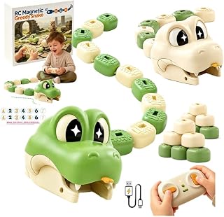 Magnetic Snake Game Toy Eating Itself,Remote Control Eating Snake Toys | Fun Magnetic Remote Control Snake w/Lights & Sounds,Interactive Parent-Child Competitive Game Race Car Toy For Kids Boy Girls
