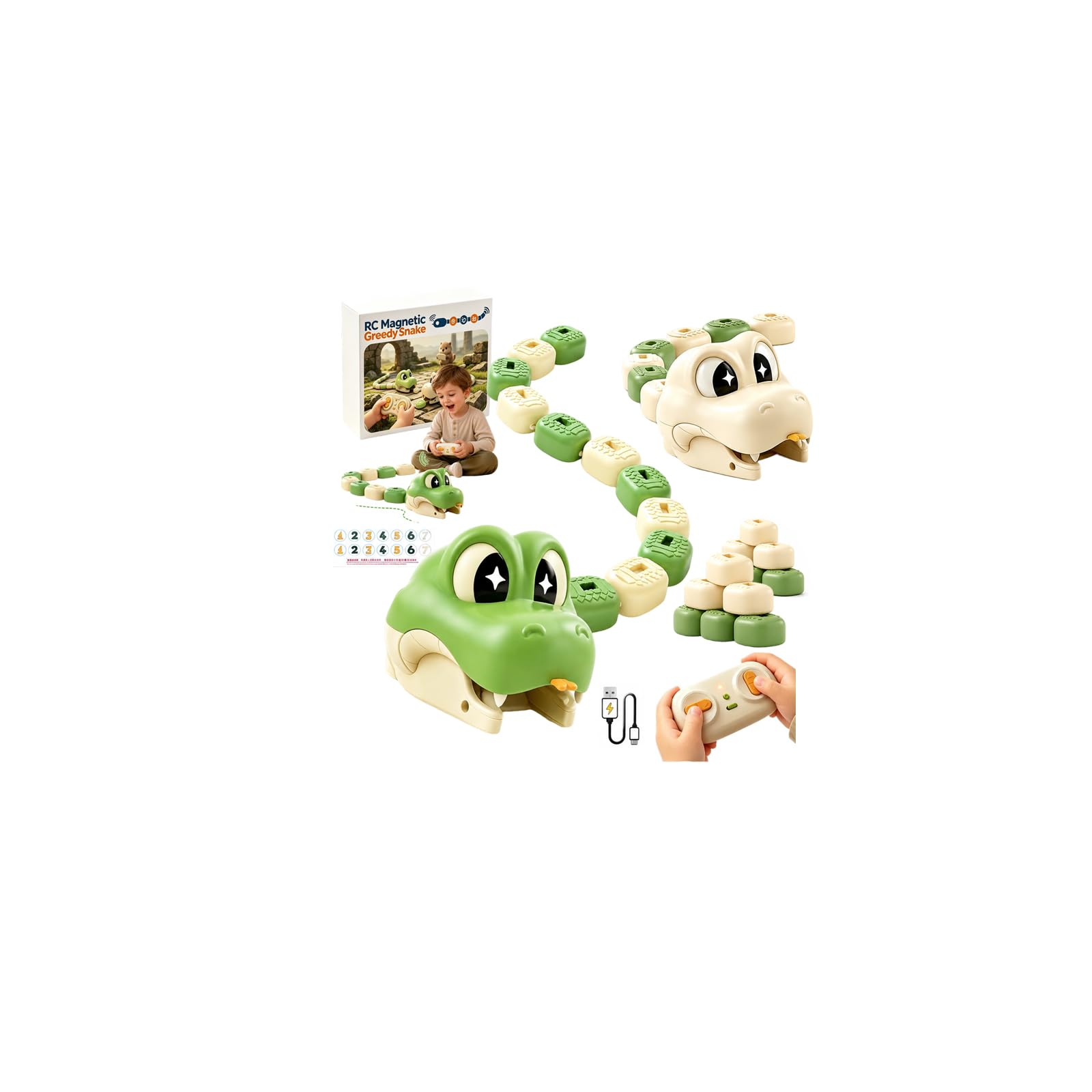 Magnetic Snake Game Toy Eating Itself,Remote Control Eating Snake Toys | Fun Mag