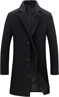 Tanming Mens Trench Coat Single Breasted Long Peacoat Overcoat
