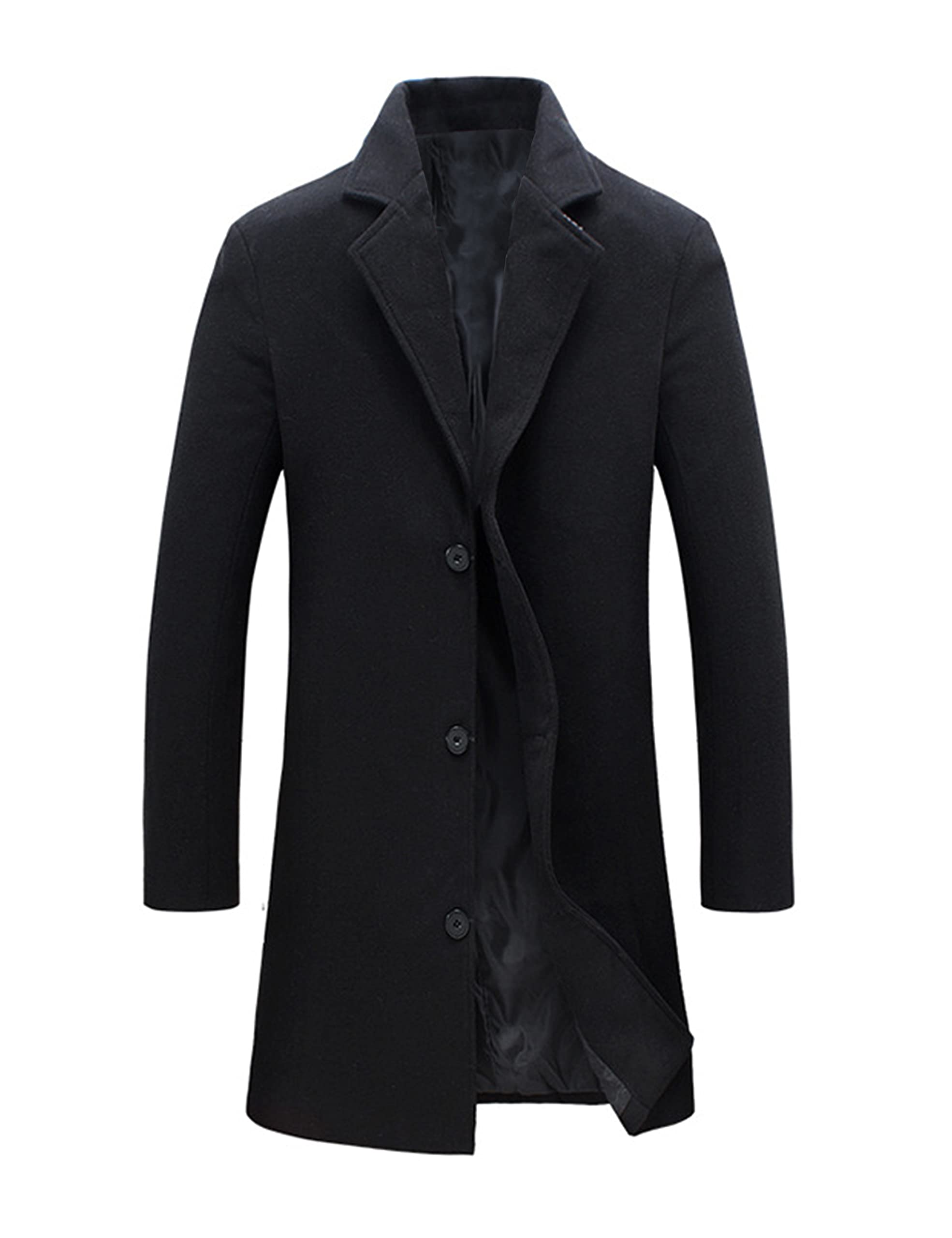 Tanming Mens Trench Coat Single Breasted Long Peacoat Overcoat