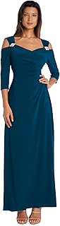 R&M Richards Womens Empire Waist Cold Shoulder with Sleeves Large