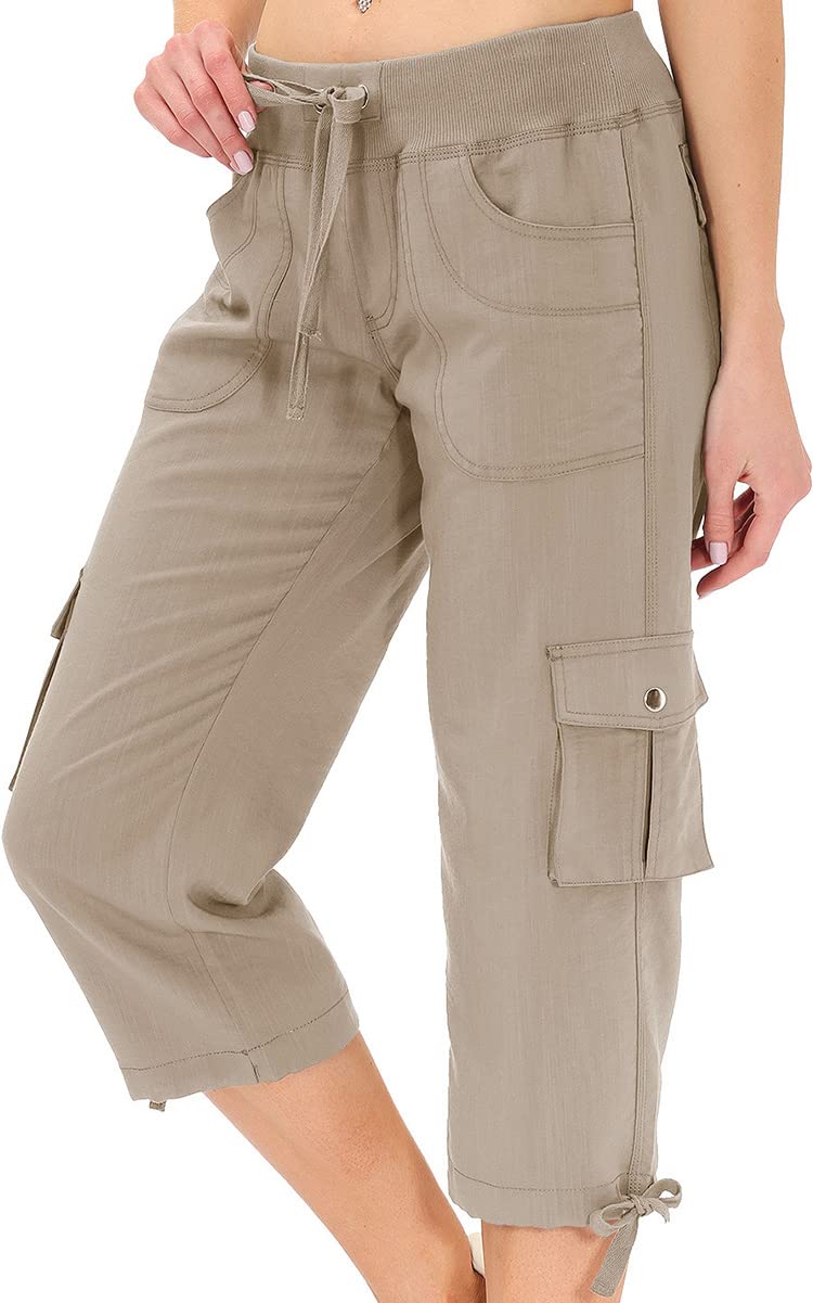 MoFiz Women's Capris with Pockets Loose Fit Casual Capris Pants Capris Pants Ele