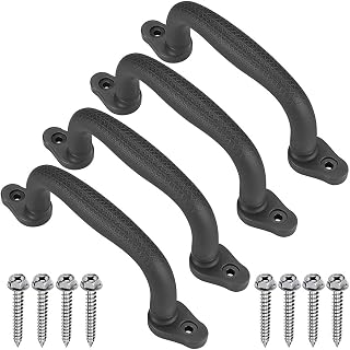 SELEWARE Black Playground Safety Handles, Non-Slip Plastic Kids Playground Grab Handles, Durable Indoor Outdoor Playset Handles for Playhouse, Treehouse, Climbing Frame, Jungle Gym, Swing Set, 4 Pack