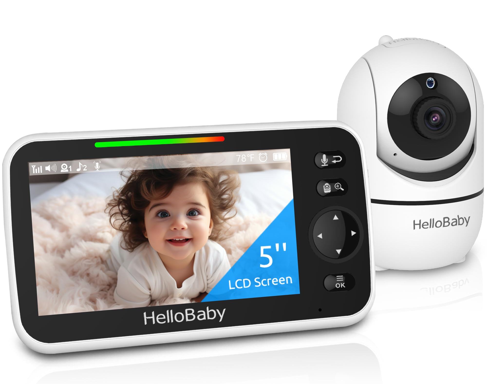 HelloBaby No WiFi Baby Monitor Camera and Audio HB6550, 5" Video Screen | Truste