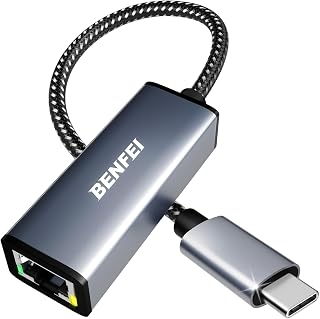 BENFEI USB C to Ethernet Adapter, Type-C (Thunderbolt 3) to RJ45 Gigabit 1000 Mbps Ethernet Adapter Compatible for iPhone 15 Pro/Pro Max, MacBook Pro 2019/2018/2017, MacBook Air and More