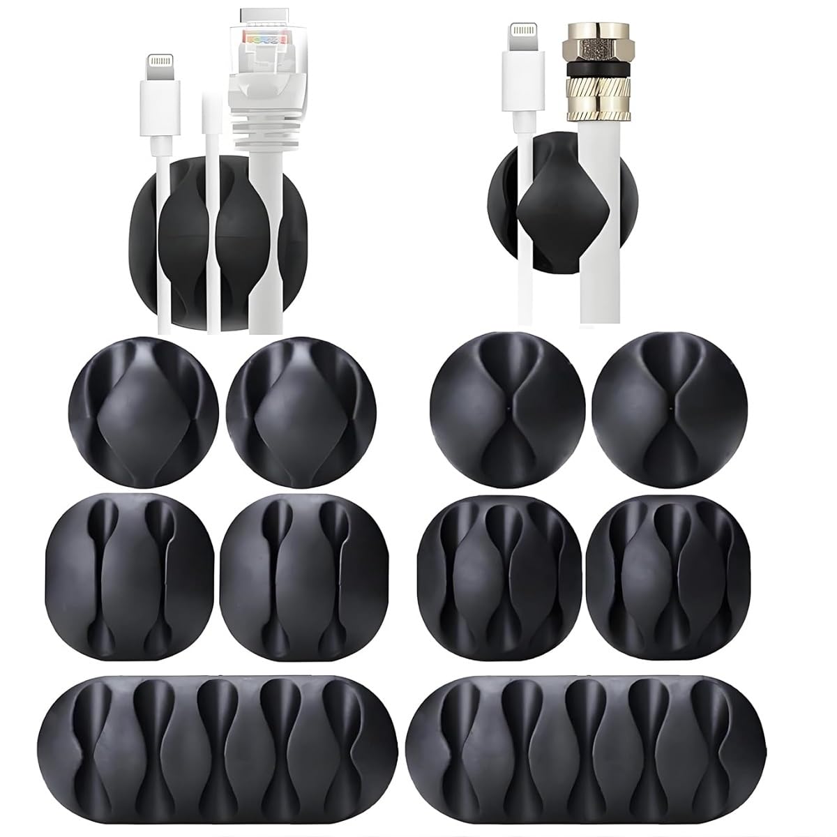10 Pack Adhesive Cable Organizer for Desk, Wall, Car, Cable Management Clips for