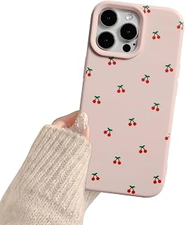 Reownest for iPhone 16 Pro Max Case,Cute Cherry Aesthetic Phone Cover-Pink