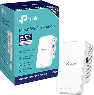 TP-Link RE330 AC1200 WiFi Extender Booster WiFi Booster | Ethernet Port, OneMesh Compatible, Adaptive Path Selection, Works with Any WiFi Router, App Control Setup, UK Plug