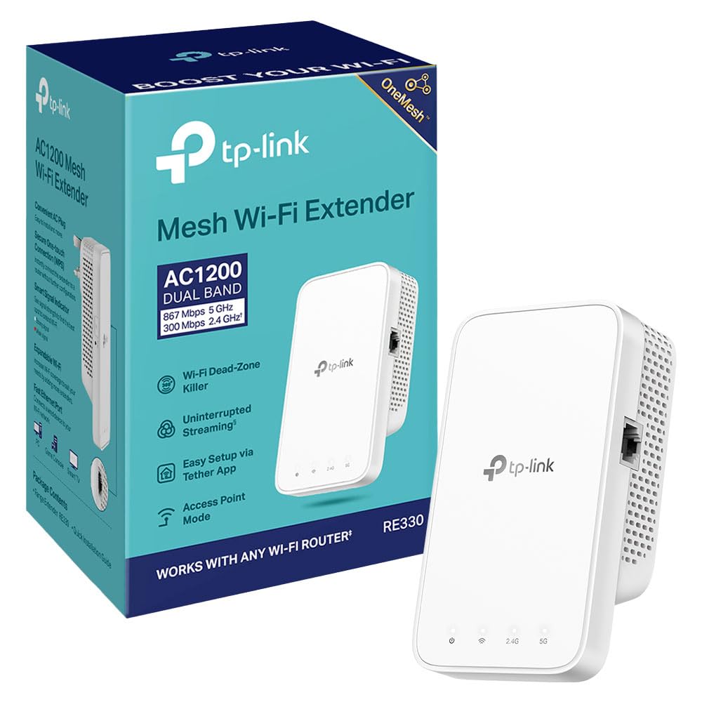 TP-Link RE330 AC1200 WiFi Extender Booster WiFi Booster | Ethernet Port, OneMesh
