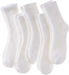 LINEMIN Chaussettes duveteuses pour femme - Hiver - Chaudes - En microfibre - Douces - Pour la maison