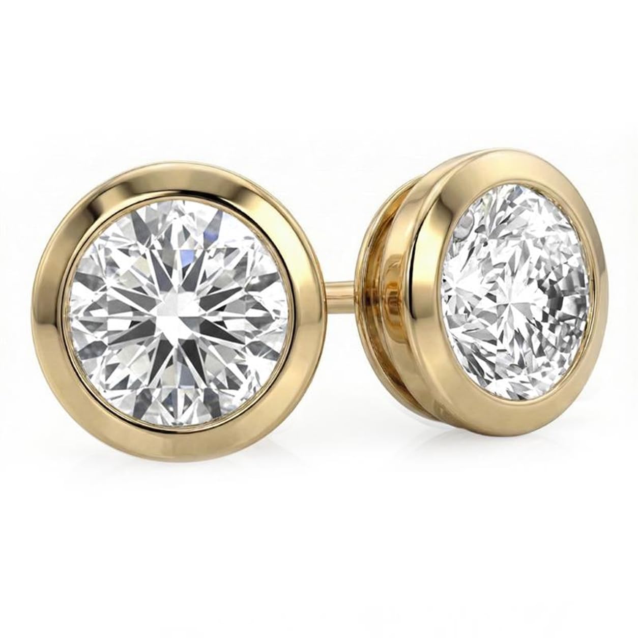 La Joya 1/6-1 Carat Bezel Set Simulated Diamond Earrings | 14K Real Gold Diamond