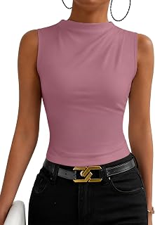 Womens Mock Neck Tank Tops Sleeveless Ruched Asymmetrical Business Tops