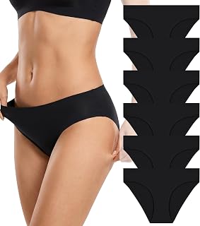 FINETOO 6 Pieces Women's Seamless Briefs Low Waist Invisible Underpants Sexy Underwear Comfortable Underwear Bikini Panties Multipack