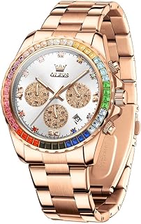 OLEVS Mens Stainless Steel Waterproof Luminous Skeleton Business Wrist Watch