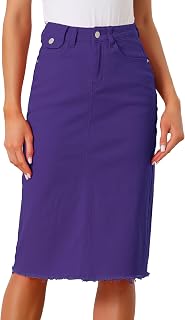 Allegra K Women's Casual Denim Skirt High Waist Back Vent Short Skirt