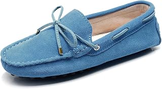 Women's Classic Suede/Fabric Bow Tie Penny Loafers Comfort Handmade Slipper Moccasins